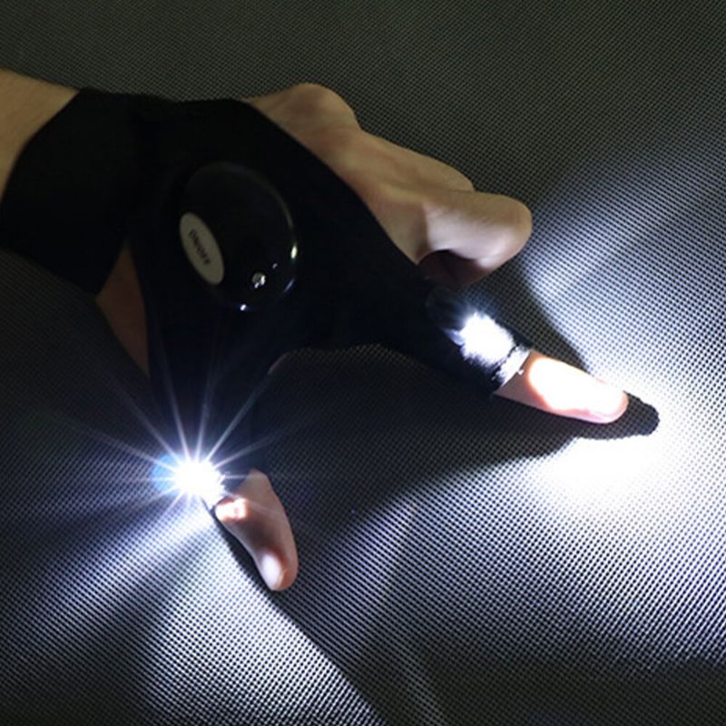 Guantes De Medio Dedo Unisex Con Luz Led Para Deportes Al Aire Libre Pesca Nocturna Impermeables