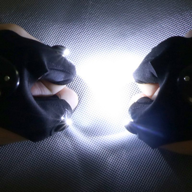 Guantes De Medio Dedo Unisex Con Luz Led Para Deportes Al Aire Libre Pesca Nocturna Impermeables