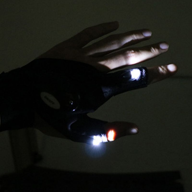 Guantes De Medio Dedo Unisex Con Luz Led Para Deportes Al Aire Libre Pesca Nocturna Impermeables