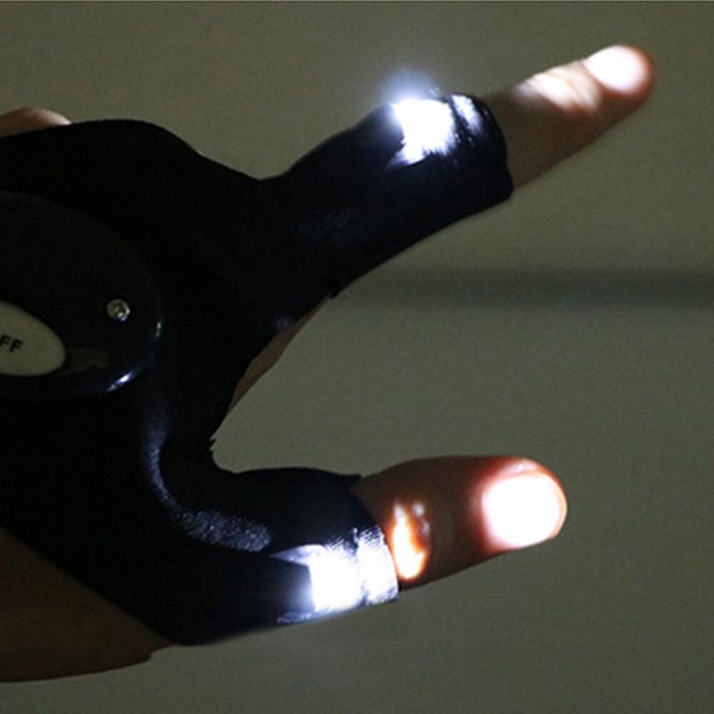 Guantes De Medio Dedo Unisex Con Luz Led Para Deportes Al Aire Libre Pesca Nocturna Impermeables