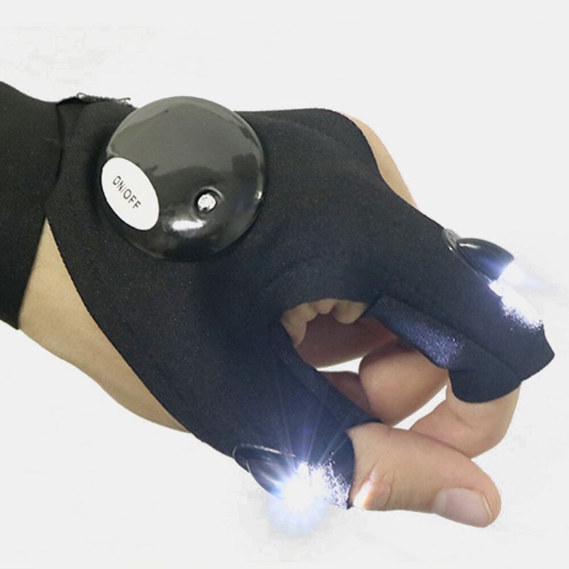 Guantes De Medio Dedo Unisex Con Luz Led Para Deportes Al Aire Libre Pesca Nocturna Impermeables