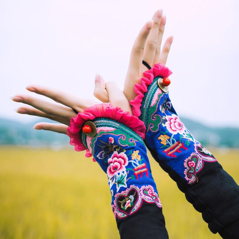 Guantes De Muñeca De Medio Dedo De Manga Larga Para Mujer