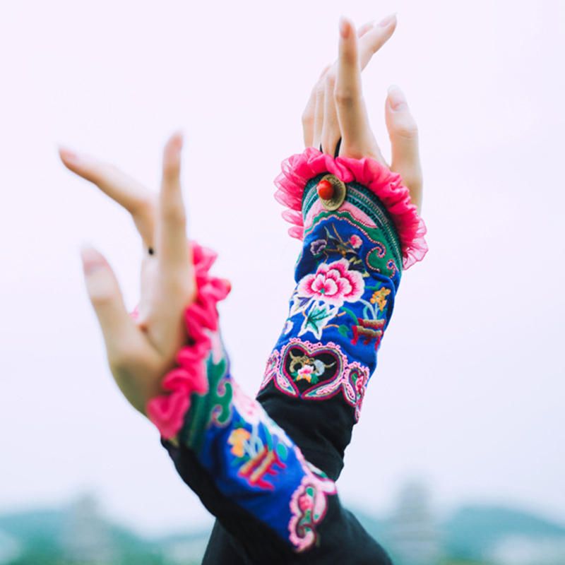 Guantes De Muñeca De Medio Dedo De Manga Larga Para Mujer