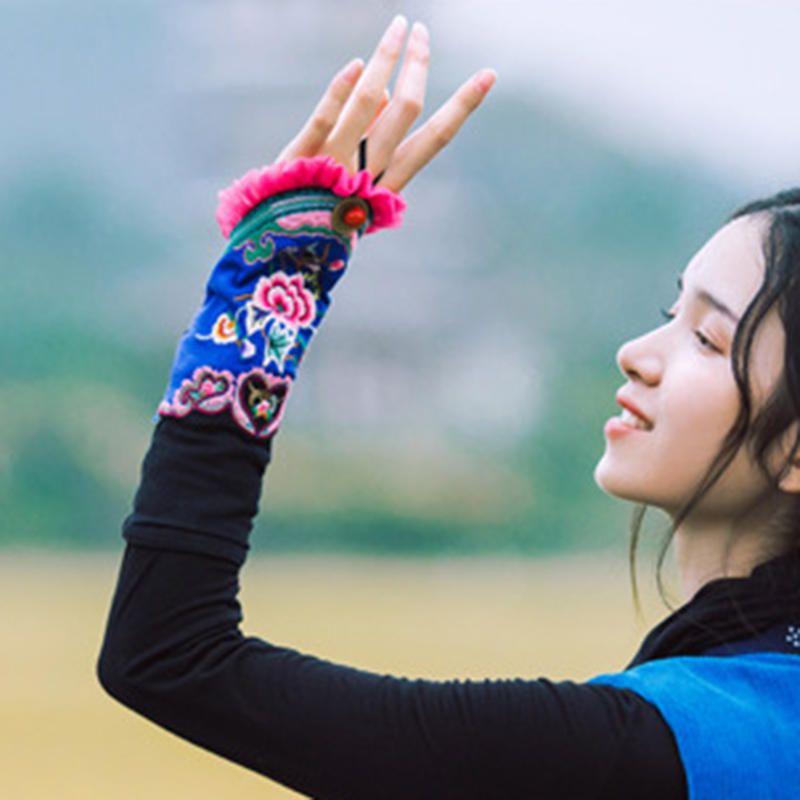 Guantes De Muñeca De Medio Dedo De Manga Larga Para Mujer