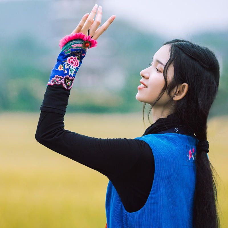 Guantes De Muñeca De Medio Dedo De Manga Larga Para Mujer