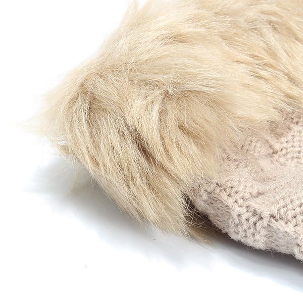 Guantes Sin Dedos Gruesos De Punto Cálido De Invierno Para Mujer Pelo De Conejo Artificial Medio Dedo Manga