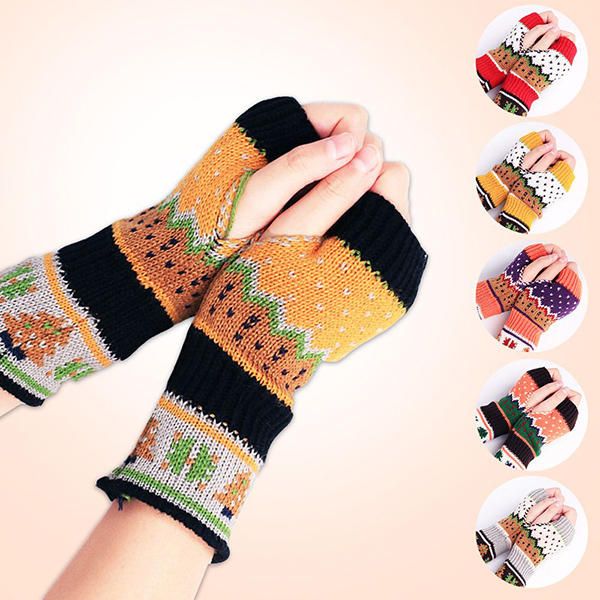 Guantes Sin Dedos Tejidos Cálidos De Invierno De Navidad Para Mujer Para Regalo De Navidad