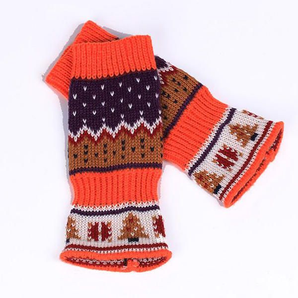 Guantes Sin Dedos Tejidos Cálidos De Invierno De Navidad Para Mujer Para Regalo De Navidad