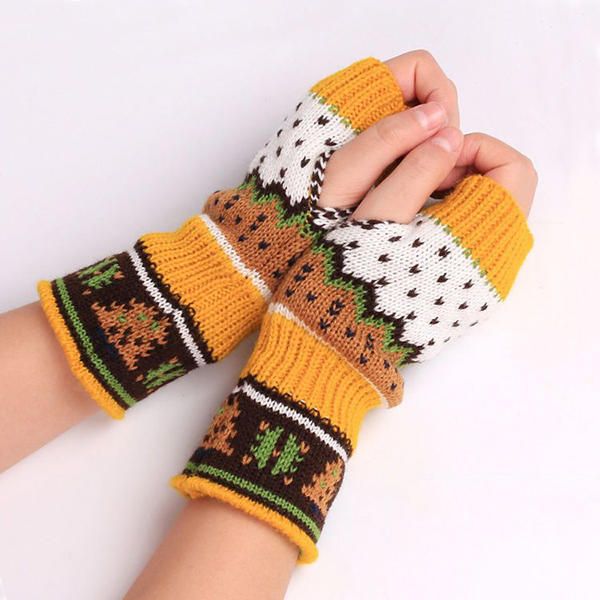 Guantes Sin Dedos Tejidos Cálidos De Invierno De Navidad Para Mujer Para Regalo De Navidad