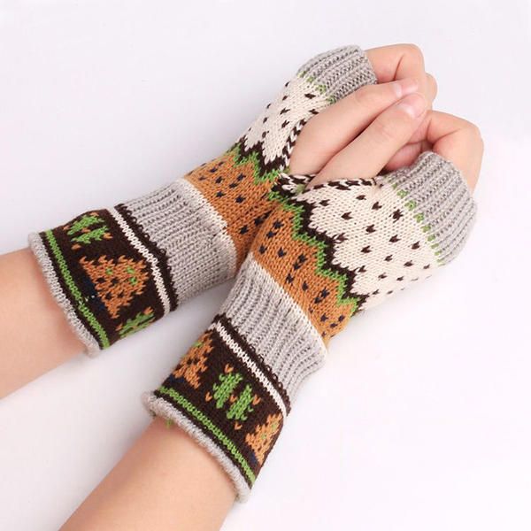 Guantes Sin Dedos Tejidos Cálidos De Invierno De Navidad Para Mujer Para Regalo De Navidad