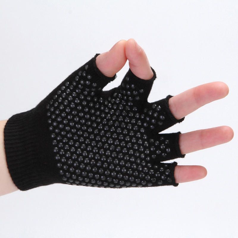 Guantes De Yoga Sin Dedos Con Diseño De Estilo Deportivo Antideslizante Para Mujer