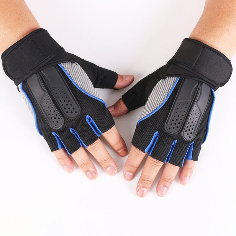 Hombres Mujeres Fitness Gimnasio Muñequera Guantes Deportes Al Aire Libre Medio Dedo Deslizamiento Guantes Para Montar