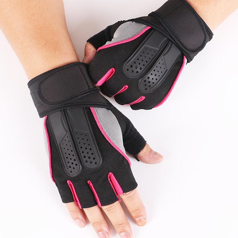 Hombres Mujeres Fitness Gimnasio Muñequera Guantes Deportes Al Aire Libre Medio Dedo Deslizamiento Guantes Para Montar