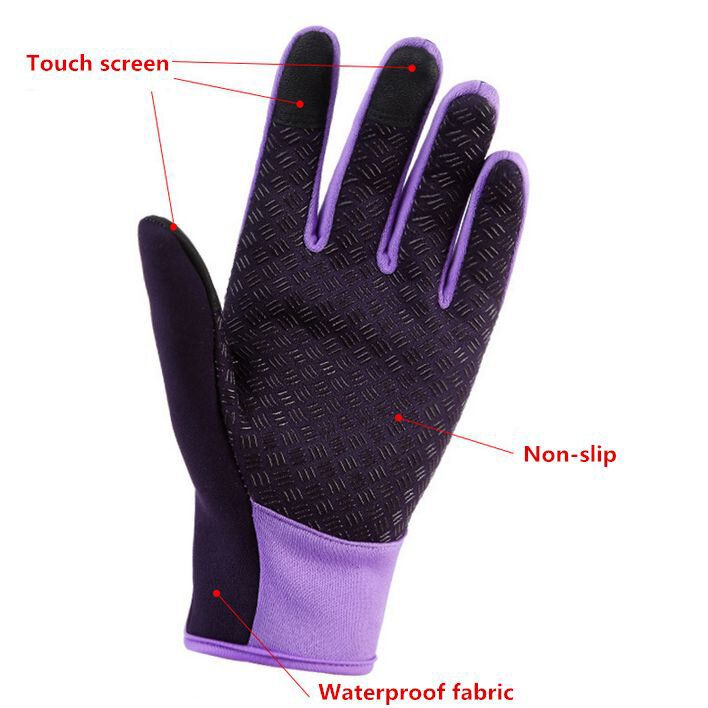 Hombres Mujeres Guante De Pantalla Táctil Impermeable Invierno Cálido Fleece Guantes Antideslizantes Ajustable