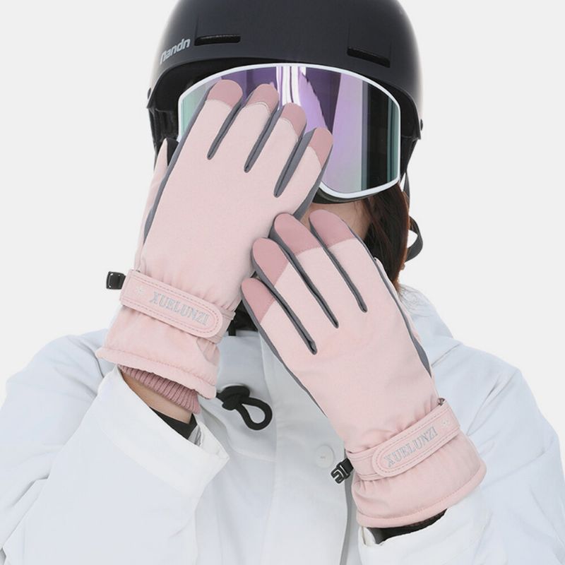 Mujeres Screentouch A Prueba De Viento Impermeable Equitación Esquí Deporte Cálido Guantes De Dedo Completo