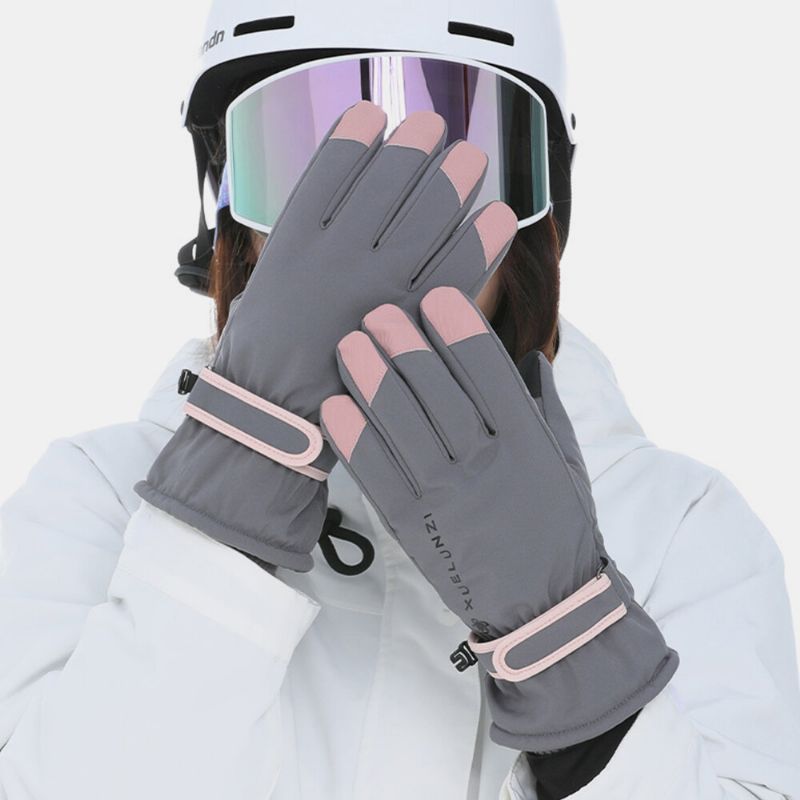 Mujeres Screentouch A Prueba De Viento Impermeable Equitación Esquí Deporte Cálido Guantes De Dedo Completo