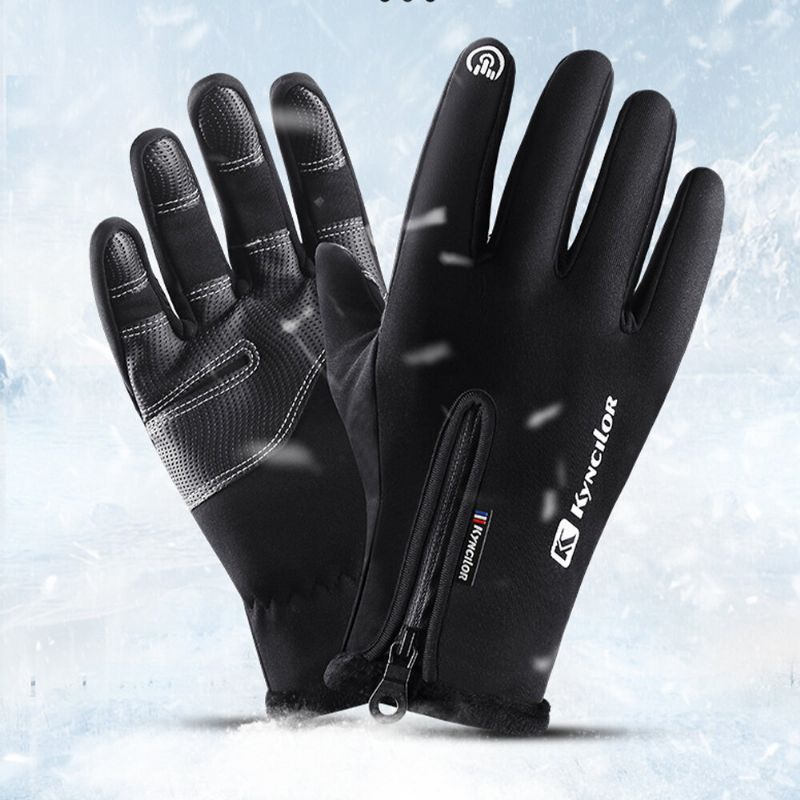 Pantalla De Vellón Unisex Tocable Invierno Al Aire Libre Manténgase Abrigado Impermeable Ciclismo Guantes De Dedo Completo