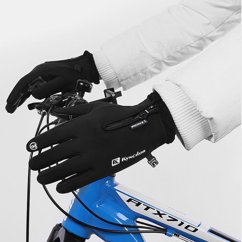 Pantalla De Vellón Unisex Tocable Invierno Al Aire Libre Manténgase Abrigado Impermeable Ciclismo Guantes De Dedo Completo