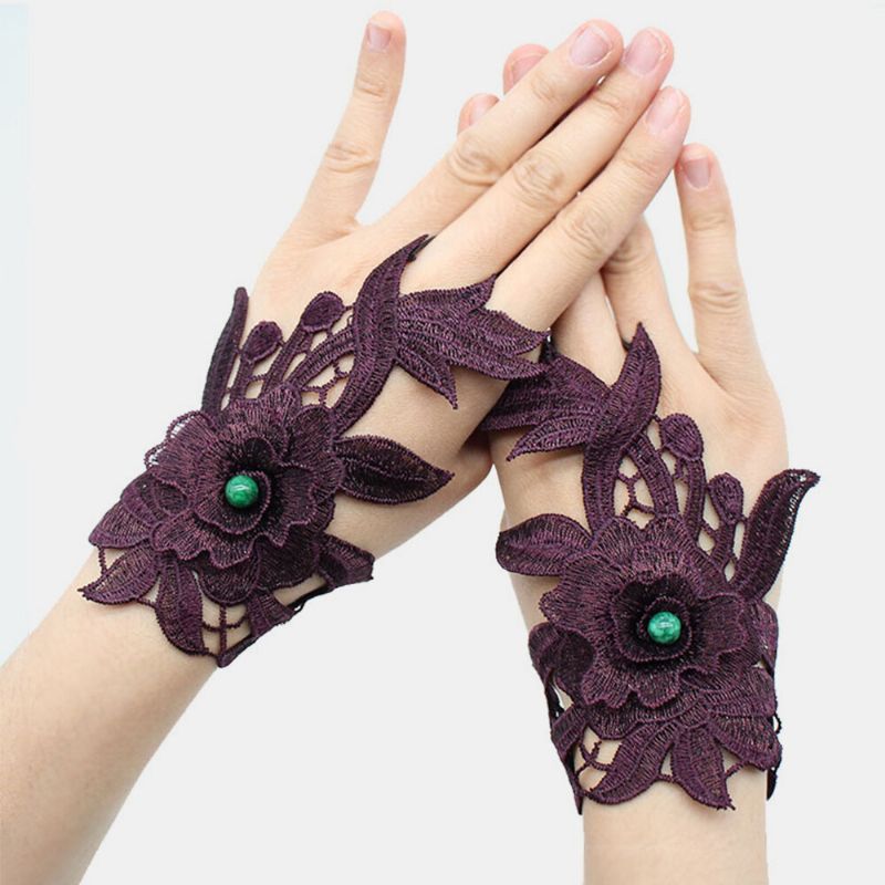 Pulsera Floral Para Mujer Decorada Con Guantes Bordados Étnicos