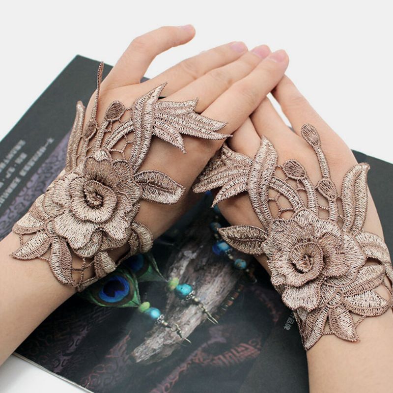 Pulsera Floral Para Mujer Decorada Con Guantes Bordados Étnicos