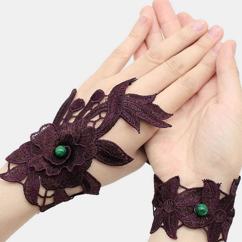 Pulsera Floral Para Mujer Decorada Con Guantes Bordados Étnicos