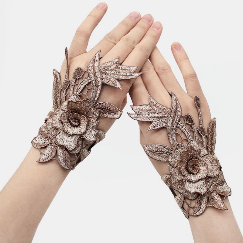 Pulsera Floral Para Mujer Decorada Con Guantes Bordados Étnicos