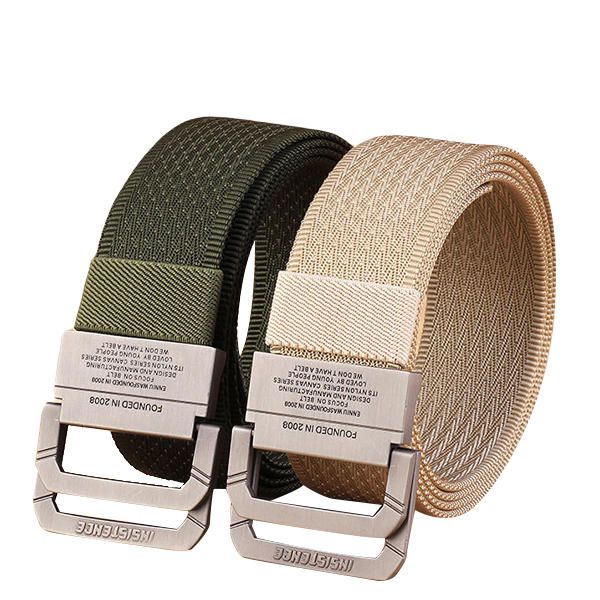 120cm Cinturón Táctico Militar De Nailon Para Hombre Pantalones Sólidos Duraderos Para Exteriores Cinturón De Hebilla De Aleación De Doble Anillo