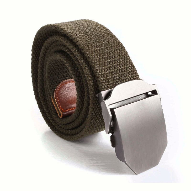 Cinturón Estilo Militar De Lona Para Hombre Ocio Al Aire Libre Cinturón De Tela Con Hebilla Deslizante Ajustable