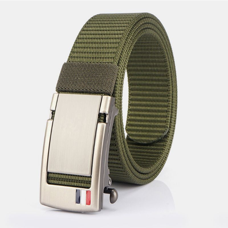 Hombres Nylon 120cm Hebilla Automática Sin Agujeros Aleación Universal Outdoor Casual Belt