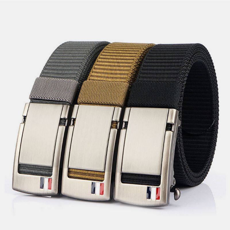 Hombres Nylon 120cm Hebilla Automática Sin Agujeros Aleación Universal Outdoor Casual Belt