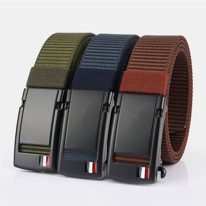 Hombres Nylon 120cm Hebilla Automática Sin Agujeros Aleación Universal Outdoor Casual Belt