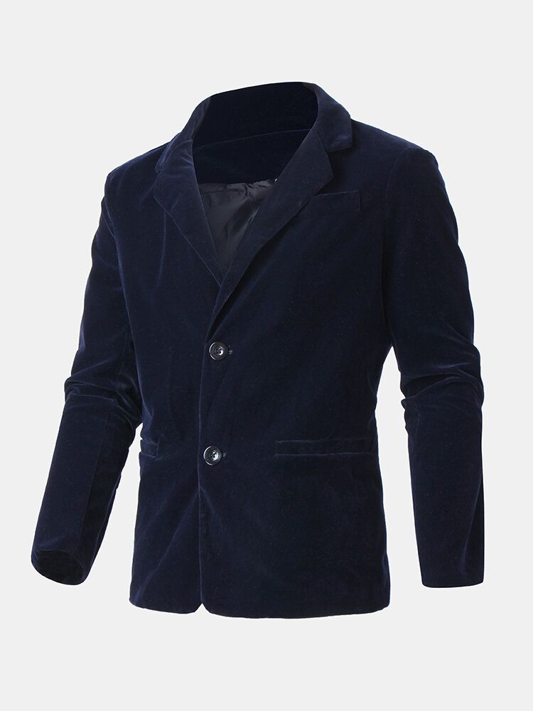 Blazer De Solapa De Manga Larga Formal Informal De Un Solo Pecho De Color Sólido Para Hombre