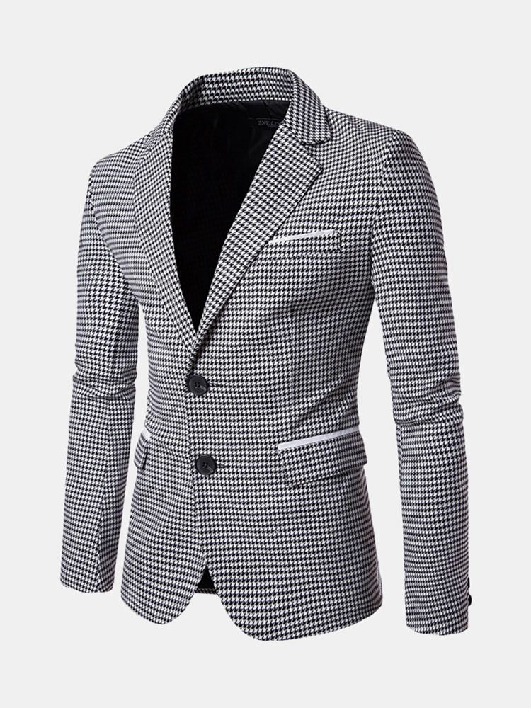 Blazers Delgados De Diseño De Un Solo Pecho Con Bolsillos A Cuadros Informales De Negocios Para Hombre