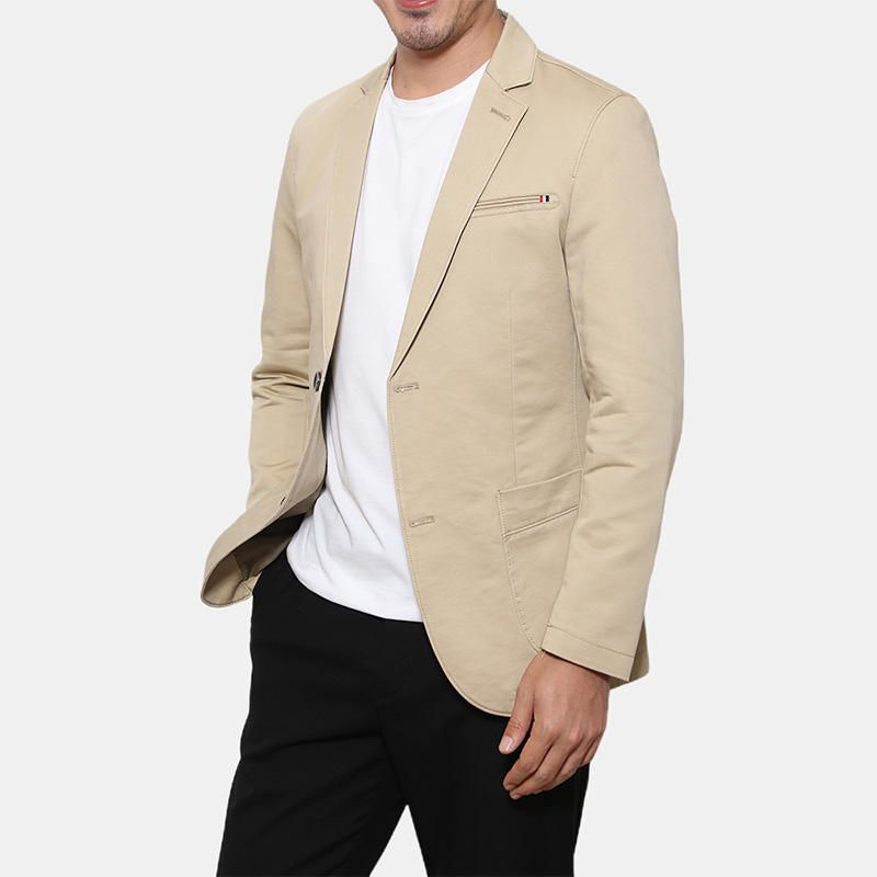 Blazers Suaves Transpirables De Color Sólido De Algodón De Negocios Para Hombre