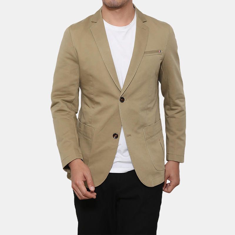 Blazers Suaves Transpirables De Color Sólido De Algodón De Negocios Para Hombre