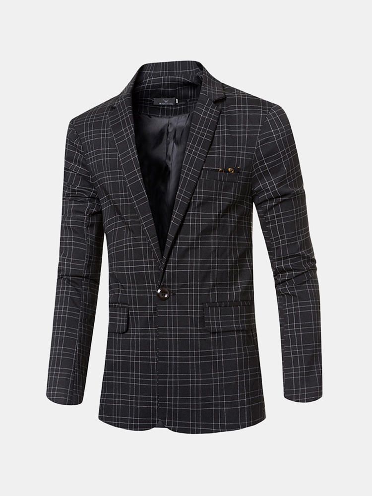 Business Casual Plaids Gentleman British Style Slim Turn Down Blazers Trajes Para Hombres