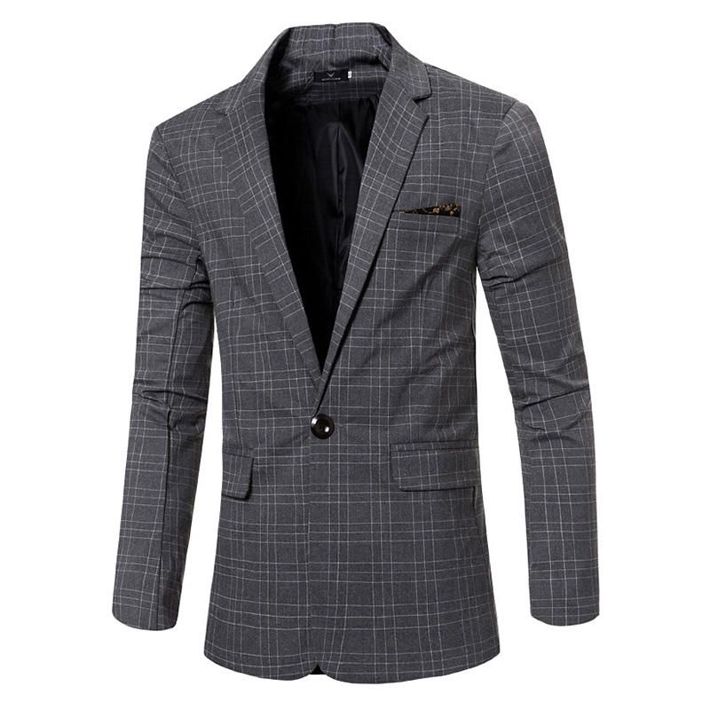 Business Casual Plaids Gentleman British Style Slim Turn Down Blazers Trajes Para Hombres