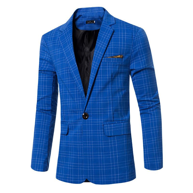 Business Casual Plaids Gentleman British Style Slim Turn Down Blazers Trajes Para Hombres