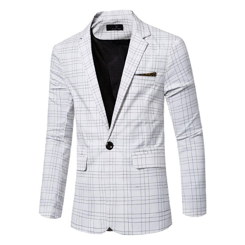 Business Casual Plaids Gentleman British Style Slim Turn Down Blazers Trajes Para Hombres