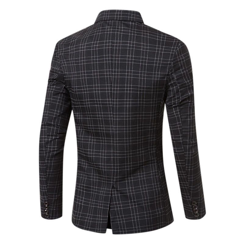 Business Casual Plaids Gentleman British Style Slim Turn Down Blazers Trajes Para Hombres