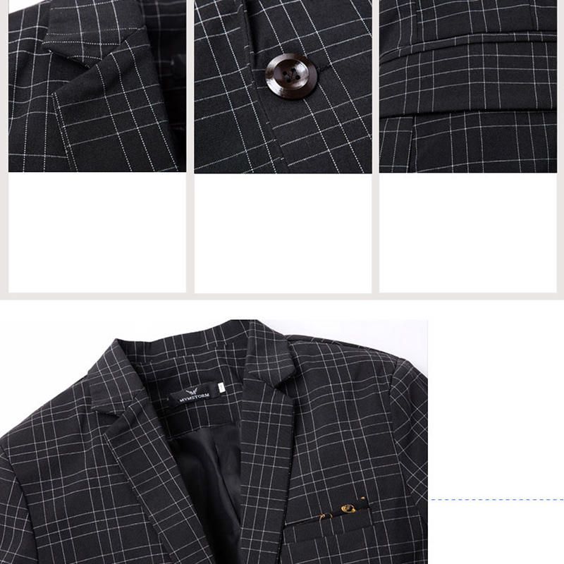 Business Casual Plaids Gentleman British Style Slim Turn Down Blazers Trajes Para Hombres