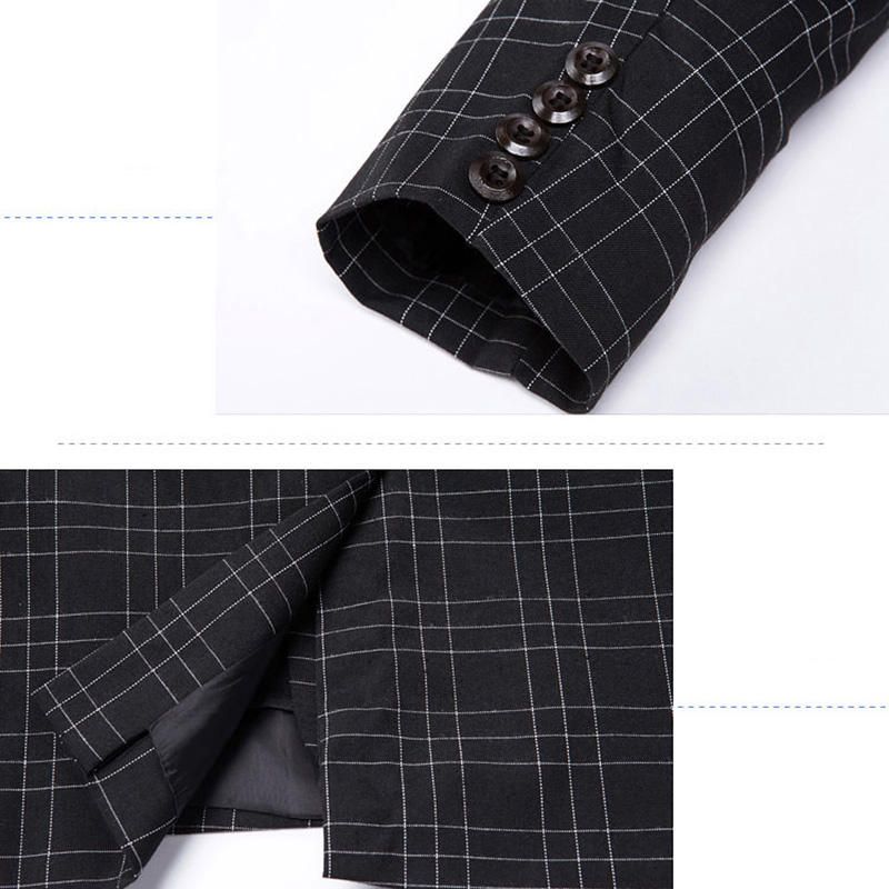 Business Casual Plaids Gentleman British Style Slim Turn Down Blazers Trajes Para Hombres