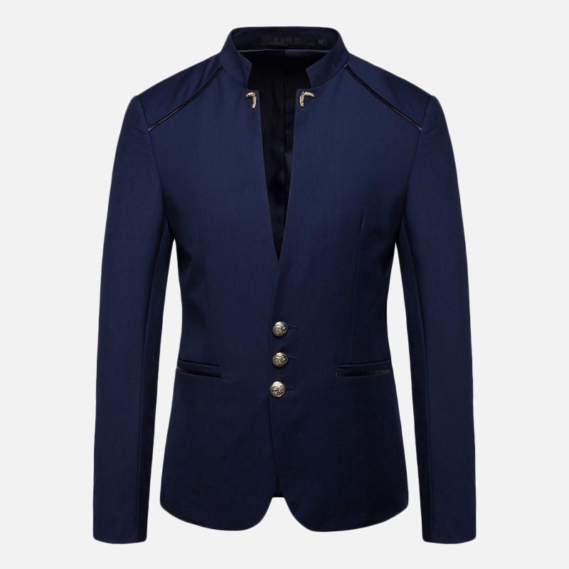 Chaqueta De Traje Delgado Con Cuello Alto Elegante Para Hombre Blazers