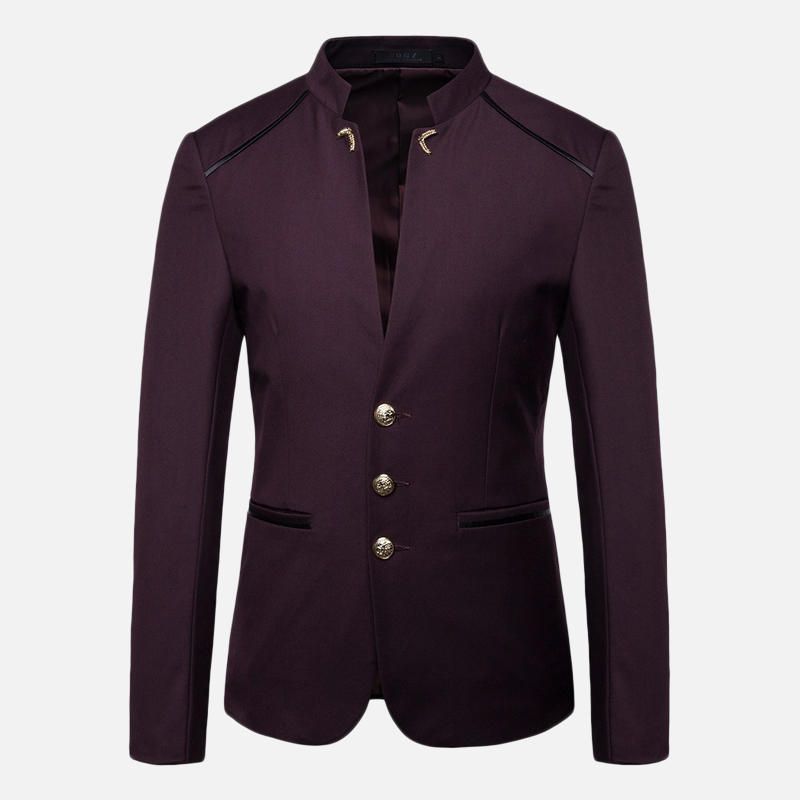 Chaqueta De Traje Delgado Con Cuello Alto Elegante Para Hombre Blazers