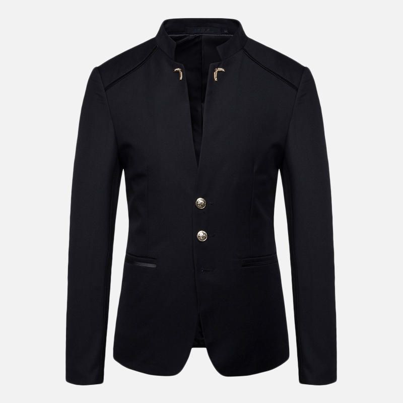 Chaqueta De Traje Delgado Con Cuello Alto Elegante Para Hombre Blazers