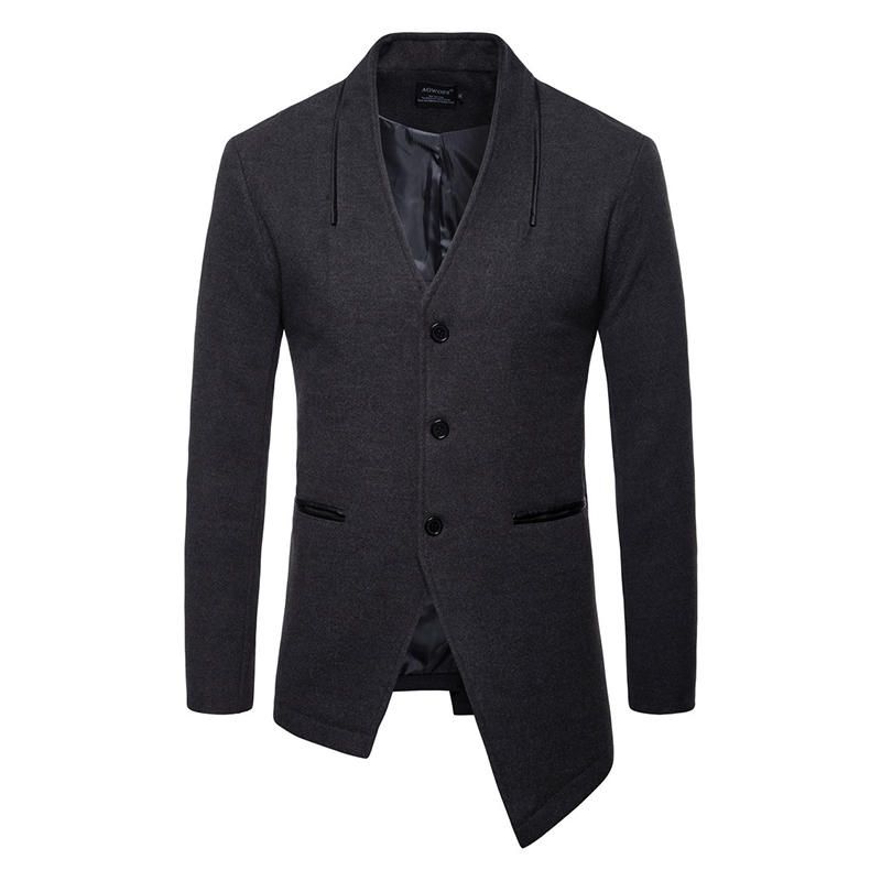 Traje Irregular De Color Sólido De Estilo Británico Con Cuello En V Gabardina Blazers Para Hombres