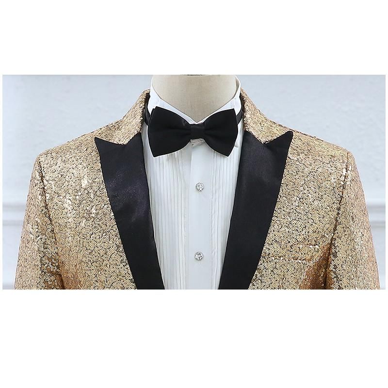 Traje De Vestir De Lentejuelas Para Hombre Blazer De Escenario De Banquete De Boda De Palacio