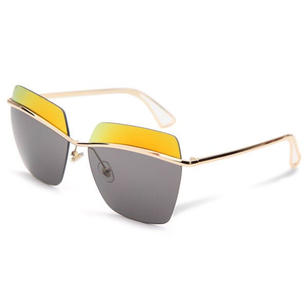 2015 Uv400 Mujeres Sun Glassess Sin Montura Marco Dorado Metal Mercury Gafas Cuadradas