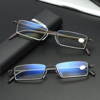 Gafas De Lectura Con Luz Hd Para Colgar De Media Montura De Metal Ligero Anti-azul Unisex Gafas De Presbicia Con Caja