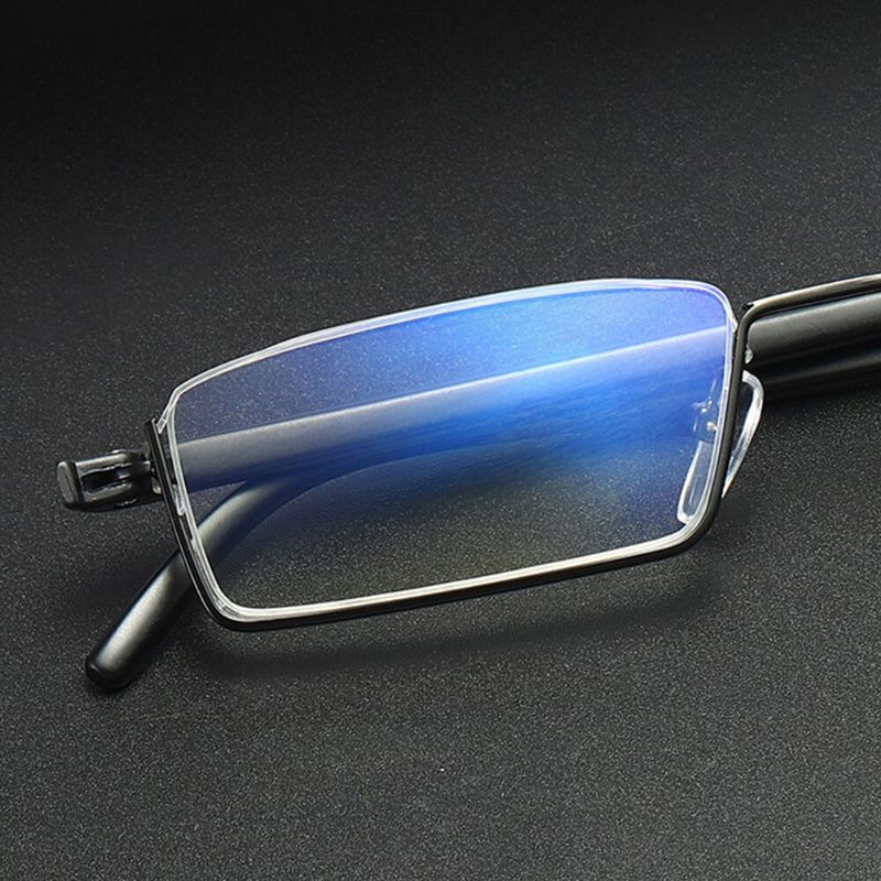 Gafas De Lectura Con Luz Hd Para Colgar De Media Montura De Metal Ligero Anti-azul Unisex Gafas De Presbicia Con Caja